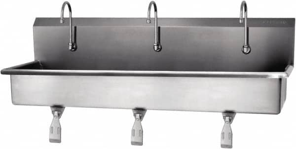 SANI-LAV - 57" Long x 16-1/2" Wide Inside, 1 Compartment, Grade 304 Stainless Steel Hands Free Hand Sink - 16 Gauge, 60" Long x 20" Wide x 18" High Outside, 8" Deep - A1 Tooling