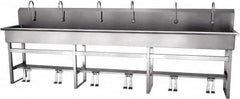 SANI-LAV - 117" Long x 16-1/2" Wide Inside, 1 Compartment, Grade 304 Stainless Steel Hands Free Hand Sink - 16 Gauge, 120" Long x 20" Wide x 45" High Outside, 8" Deep - A1 Tooling