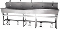 SANI-LAV - 97" Long x 16-1/2" Wide Inside, 1 Compartment, Grade 304 Stainless Steel Hands Free Hand Sink - 16 Gauge, 100" Long x 20" Wide x 45" High Outside, 8" Deep - A1 Tooling