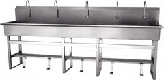 SANI-LAV - 97" Long x 16-1/2" Wide Inside, 1 Compartment, Grade 304 Stainless Steel Hands Free Hand Sink - 16 Gauge, 100" Long x 20" Wide x 45" High Outside, 8" Deep - A1 Tooling