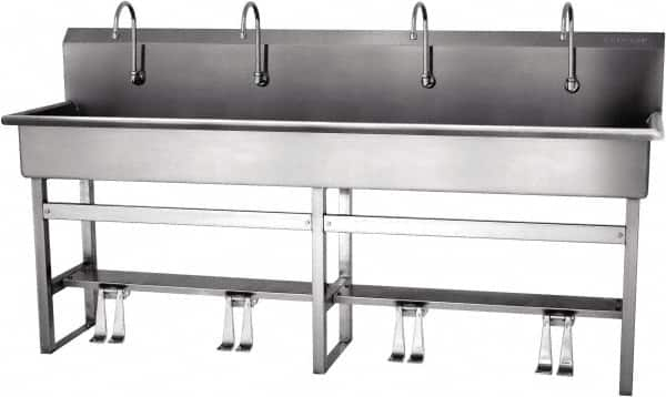 SANI-LAV - 77" Long x 16-1/2" Wide Inside, 1 Compartment, Grade 304 Stainless Steel Hands Free Hand Sink - 16 Gauge, 80" Long x 20" Wide x 45" High Outside, 8" Deep - A1 Tooling