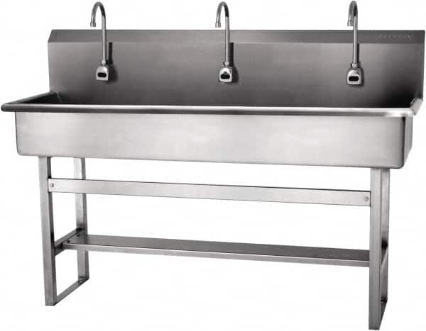 SANI-LAV - 57" Long x 16-1/2" Wide Inside, 1 Compartment, Grade 304 Stainless Steel Hands Free Hand Sink - 16 Gauge, 60" Long x 20" Wide x 45" High Outside, 8" Deep - A1 Tooling