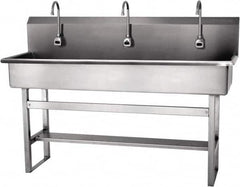 SANI-LAV - 57" Long x 16-1/2" Wide Inside, 1 Compartment, Grade 304 Stainless Steel Hands Free Hand Sink - 16 Gauge, 60" Long x 20" Wide x 45" High Outside, 8" Deep - A1 Tooling