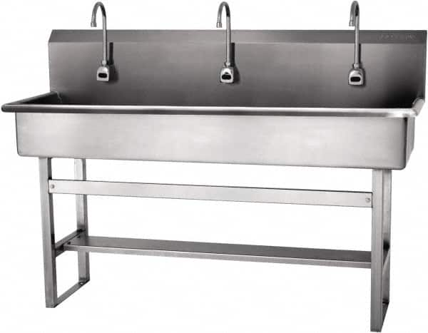 SANI-LAV - 57" Long x 16-1/2" Wide Inside, 1 Compartment, Grade 304 Stainless Steel Hands Free Hand Sink - 16 Gauge, 60" Long x 20" Wide x 45" High Outside, 8" Deep - A1 Tooling