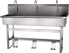 SANI-LAV - 57" Long x 16-1/2" Wide Inside, 1 Compartment, Grade 304 Stainless Steel Hands Free Hand Sink - 16 Gauge, 60" Long x 20" Wide x 45" High Outside, 8" Deep - A1 Tooling