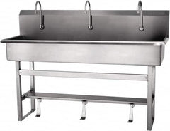 SANI-LAV - 57" Long x 16-1/2" Wide Inside, 1 Compartment, Grade 304 Stainless Steel Hands Free Hand Sink - 16 Gauge, 60" Long x 20" Wide x 45" High Outside, 8" Deep - A1 Tooling