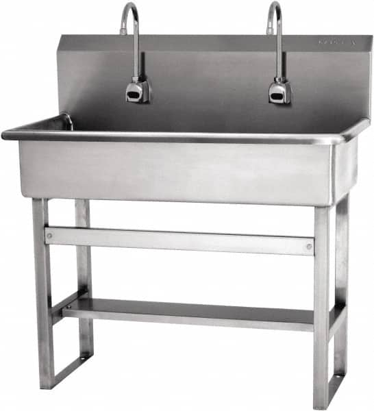 SANI-LAV - 57" Long x 16-1/2" Wide Inside, 1 Compartment, Grade 304 Stainless Steel Hands Free Hand Sink - 16 Gauge, 40" Long x 20" Wide x 45" High Outside, 8" Deep - A1 Tooling