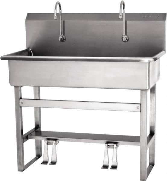 SANI-LAV - 37" Long x 16-1/2" Wide Inside, 1 Compartment, Grade 304 Stainless Steel Hands Free Hand Sink - 16 Gauge, 40" Long x 20" Wide x 45" High Outside, 8" Deep - A1 Tooling