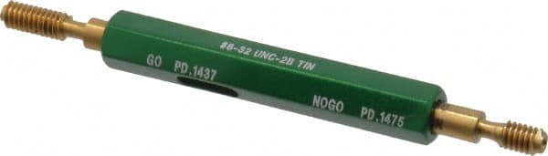 GF Gage - #8-32, Class 2B, Double End Plug Thread Go/No Go Gage - High Speed Steel, Size 0 Handle Included - A1 Tooling