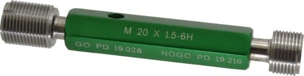 GF Gage - M20x1.50, Class 6H, Double End Plug Thread Go/No Go Gage - Hardened Tool Steel, Size 4 Handle Included - A1 Tooling