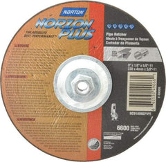 Norton - 30 Grit, 9" Wheel Diam, 1/8" Wheel Thickness, Type 27 Depressed Center Wheel - Ceramic, 6,600 Max RPM, Compatible with Angle Grinder - A1 Tooling