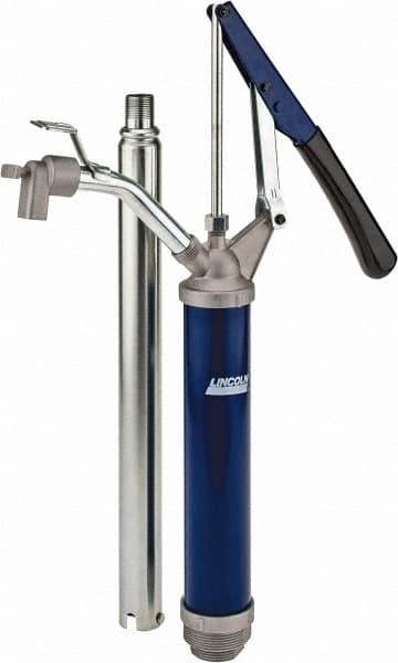 Lincoln - 4.5 Strokes per Gal, 3/4" Outlet, 2 GPM, Brass Hand Operated Barrel Lift Pump - 14 oz per Stroke, 17" OAL, For 15 to 55 Gal Drums, For Paint Thinners & Petrolem Based Media - A1 Tooling