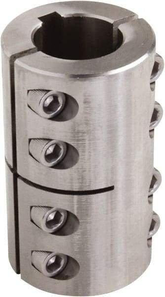 Climax Metal Products - 16mm Inside x 34mm Outside Diam, Two Piece Rigid Coupling with Keyway - 50mm Long x 5mm Keyway Width x 3mm Keyway Depth - A1 Tooling