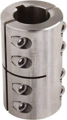 Climax Metal Products - 1-1/8" Inside x 1-7/8" Outside Diam, Two Piece Rigid Coupling with Keyway - 3-1/8" Long x 1/4" Keyway Width x 1/8" Keyway Depth - A1 Tooling