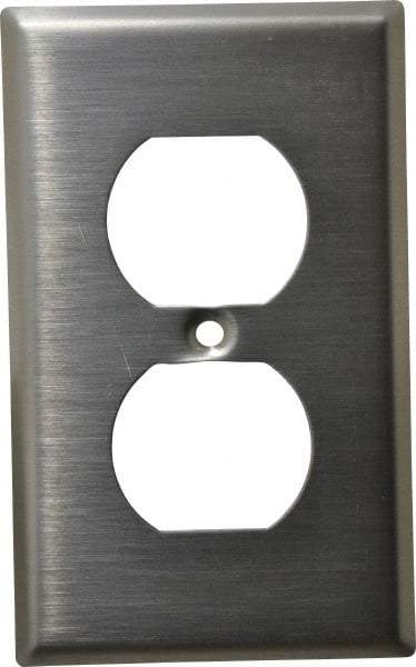 Leviton - 1 Gang, 4-1/2 Inch Long x 2-3/4 Inch Wide, Standard Outlet Wall Plate - Duplex Outlet, Metallic, Stainless Steel - A1 Tooling