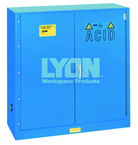 Acid Storage Cabinet - #5541 - 43 x 18 x 44" - 30 Gallon - w/one shelf, two poly trays, bi-fold self-closing door - Blue Only - A1 Tooling