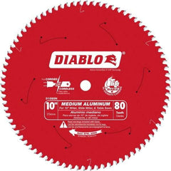 Freud - 10" Diam, 5/8" Arbor Hole Diam, 80 Tooth Wet & Dry Cut Saw Blade - Carbide-Tipped, Burr-Free Action, Standard Round Arbor - A1 Tooling