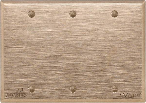 Cooper Wiring Devices - 3 Gang, 4-1/2 Inch Long, Standard Blank Wall Plate - Blank, Rose, Antimicrobial Copper - A1 Tooling