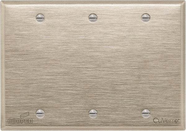 Cooper Wiring Devices - 3 Gang, 4-1/2 Inch Long, Standard Blank Wall Plate - Blank, White Bronze, Antimicrobial Copper - A1 Tooling