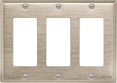 Cooper Wiring Devices - 3 Gang, 4-1/2 Inch Long, Standard Switch Plate - Decorator Switch, White Bronze, Antimicrobial Copper - A1 Tooling