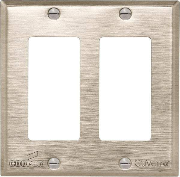 Cooper Wiring Devices - 2 Gang, 4-1/2 Inch Long, Standard Switch Plate - Decorator Switch, White Bronze, Antimicrobial Copper - A1 Tooling