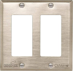 Cooper Wiring Devices - 2 Gang, 4-1/2 Inch Long, Standard Switch Plate - Decorator Switch, White Bronze, Antimicrobial Copper - A1 Tooling