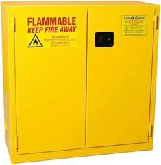 PRO-SAFE - 2 Door, 1 Shelf, Yellow Steel Standard Safety Cabinet for Flammable and Combustible Liquids - 44" High x 43" Wide x 18" Deep, Self Closing Door, 3 Point Key Lock, 30 Gal Capacity - A1 Tooling