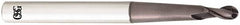 OSG - 3/32" Diam, 0.16" LOC, 2 Flute Solid Carbide Ball End Mill - TiAlN Finish, Single End, 3" OAL, 1/4" Shank Diam, Spiral Flute - A1 Tooling