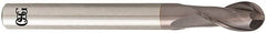 OSG - 1mm Diam, 2.5mm LOC, 2 Flute Solid Carbide Ball End Mill - TiAlN Finish, Single End, 60mm OAL, 6mm Shank Diam, Spiral Flute - A1 Tooling