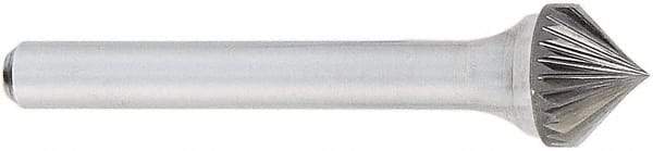 OSG - 1/4" Cut Diam, 1/4" Shank Diam, Cone Head Fluted Cut Burr - Carbide, Point End, 2" OAL - A1 Tooling