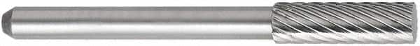 OSG - 5/32" Cut Diam, 1/8" Shank Diam, Cylinder Head Fluted Cut Burr - Carbide, Flat End, 1/2" LOC, 1-1/2" OAL - A1 Tooling