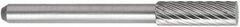 OSG - 5/32" Cut Diam, 1/8" Shank Diam, Cylinder with Radius Head Fluted Cut Burr - Carbide, Radius End, 1/2" LOC, 1-1/2" OAL - A1 Tooling