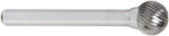 OSG - 3/16" Cut Diam, 1/4" Shank Diam, Ball Head Fluted Cut Burr - Carbide, 3/16" LOC, 2" OAL - A1 Tooling