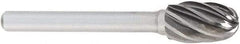 OSG - 3/8" Cut Diam, 1/4" Shank Diam, Oval Head Fluted Cut Burr - Carbide, Radius End, 5/8" LOC, 2" OAL - A1 Tooling