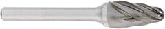 OSG - 3/4" Cut Diam, 1/4" Shank Diam, Tree with Radius Head Fluted Cut Burr - Carbide, Radius End, 1-1/4" LOC, 2" OAL - A1 Tooling