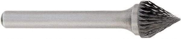 OSG - 1/4" Cut Diam, 1/4" Shank Diam, Cone Head Burr - Carbide, Point End, 2" OAL - A1 Tooling