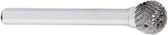 OSG - 3/4" Cut Diam, 1/4" Shank Diam, Ball Head Burr - Carbide, 3/4" LOC, 2" OAL - A1 Tooling