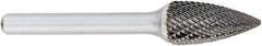 OSG - 5/8" Cut Diam, 1/4" Shank Diam, Tree Head Burr - Carbide, Point End, 1" LOC, 2" OAL - A1 Tooling