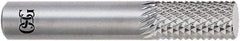 OSG - 1/4" Diam, 3/4" LOC, Drill Point End, Solid Carbide Diamond Pattern Router Bit - Right Hand Cut, 2-1/2" OAL, 1/4" Shank Diam, Use on Glass Reinforced Polyester, Graphite Composite Laminates, Kevlar, Phenolic Epoxy - A1 Tooling