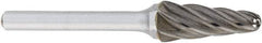 OSG - 1/2" Cut Diam, 1/4" Shank Diam, Cone Head Fluted Cut Burr - Carbide, Radius End, 1-1/8" LOC, 2" OAL - A1 Tooling