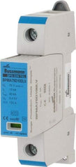 Cooper Bussmann - 1 Pole, 1 Phase, 10 kA Nominal Current, 90mm Long x 18mm Wide x 65mm Deep, Thermoplastic Hardwired Surge Protector - DIN Rail Mount, 100 VDC, 75 VAC, 100 VDC, 75 VAC Operating Voltage, 40 kA Surge Protection - A1 Tooling