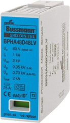 Cooper Bussmann - 2 Pole, 1 Phase, 1 kA Nominal Current, 90mm Long x 18mm Wide x 66mm Deep, Thermoplastic Hardwired Surge Protector - DIN Rail Mount, 48 VAC/VDC, 60 VAC/VDC Operating Voltage, 60 kA Surge Protection - A1 Tooling