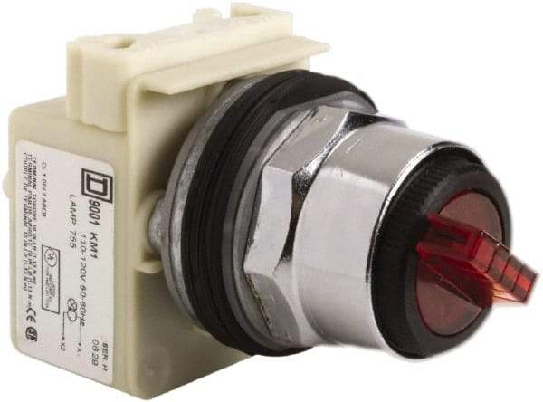 Square D - 30mm Mount Hole, 2 Position, Selector Switch Only - Red, Maintained (MA), Illuminated - A1 Tooling