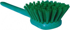 PRO-SOURCE - 1-3/4" Bristle Length, Plastic Utility Scrub Brush - 4-1/2" Long x 3-3/4" Wide Head, 20" OAL, Long Handle, Green, Foam Block - A1 Tooling