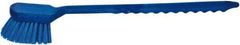 PRO-SOURCE - 1-3/4" Bristle Length, Plastic Utility Scrub Brush - 4-1/2" Long x 3-3/4" Wide Head, 20" OAL, Long Handle, Blue, Foam Block - A1 Tooling