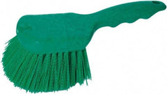 PRO-SOURCE - 1-3/4" Bristle Length, Plastic Utility Scrub Brush - 4-1/2" Long x 3-3/4" Wide Head, 8-1/2" OAL, Short Handle, Green, Foam Block - A1 Tooling