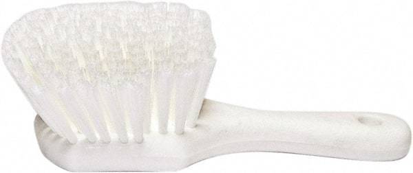 PRO-SOURCE - 1-3/4" Bristle Length, Plastic Utility Scrub Brush - 4-1/2" Long x 3-3/4" Wide Head, 8-1/2" OAL, Short Handle, White, Foam Block - A1 Tooling