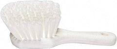 PRO-SOURCE - 1-3/4" Bristle Length, Plastic Utility Scrub Brush - 4-1/2" Long x 3-3/4" Wide Head, 8-1/2" OAL, Short Handle, White, Foam Block - A1 Tooling