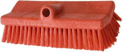 PRO-SOURCE - 1-3/4" Bristle Length, Polypropylene Food Service Brush - 10" Long x 5" Wide Head, 20" OAL, Long Handle, Red, Foam Block - A1 Tooling