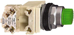 Schneider Electric - 30mm Mount Hole, Extended Straight, Pushbutton Switch - White Pushbutton, Illuminated, Momentary (MO) - A1 Tooling